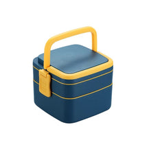 2868 blue double layer portable lunch box stackable with carrying handle and spoon lunch box bento lunch box