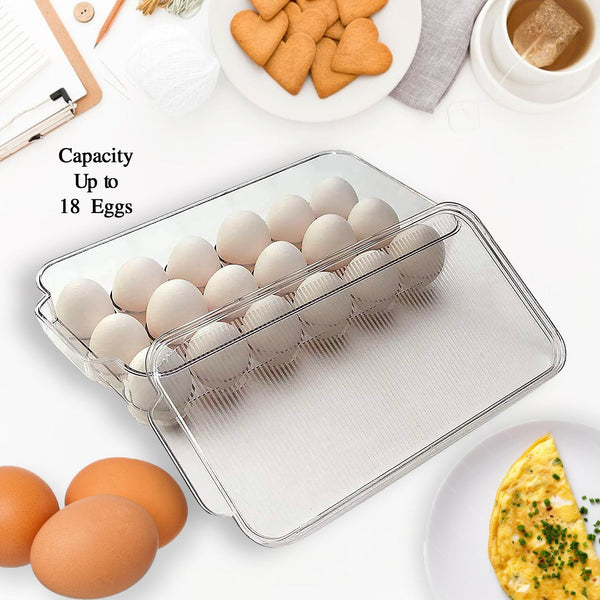 plastic 18 cavity egg storage box or egg trays for refrigerator with lid handles rectangular egg tray box for 18 egg 1 pc