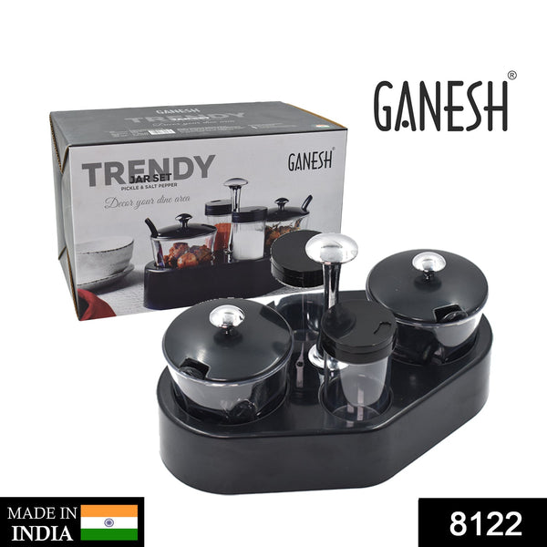 8122 ganesh rendy condiment set for kitchen transparent jar for easy to access spice 1 piece spice set plastic