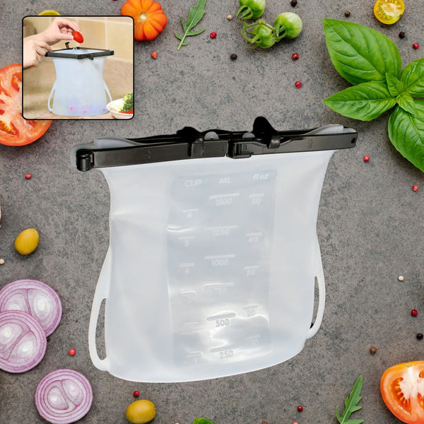 reusable silicone food storage bag set leakproof lock reusable flat bottom freezer bags sandwich bags silicone food grade kids snack bags bpa free microwave dishwasher safe 1 pc