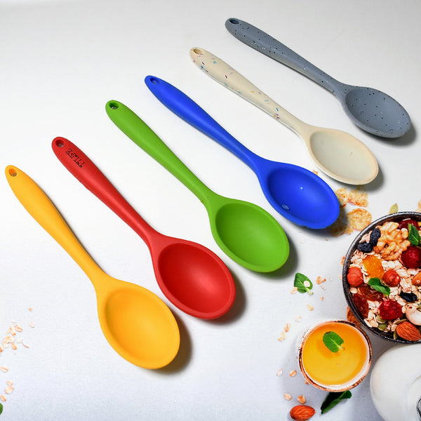 multipurpose silicone spoon silicone basting spoon non stick kitchen utensils household gadgets heat resistant non stick spoons kitchen cookware items for cooking and baking 6 pcs set 2