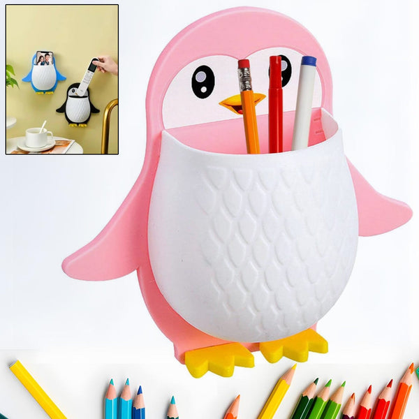 17688-penguin-storage-box-adhesive-remote-case-electric-toothbrushes-holder-universal-controller-holder-wall-nightstand-office-plastic-wall-mount-1