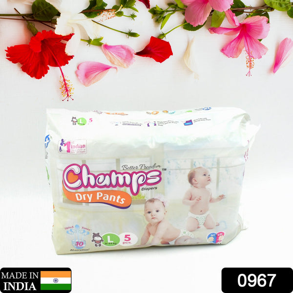 0967 baby diaper high absorbent pant diapers champs soft and dry baby diaper pants s 5 pcs large l5 pieces
