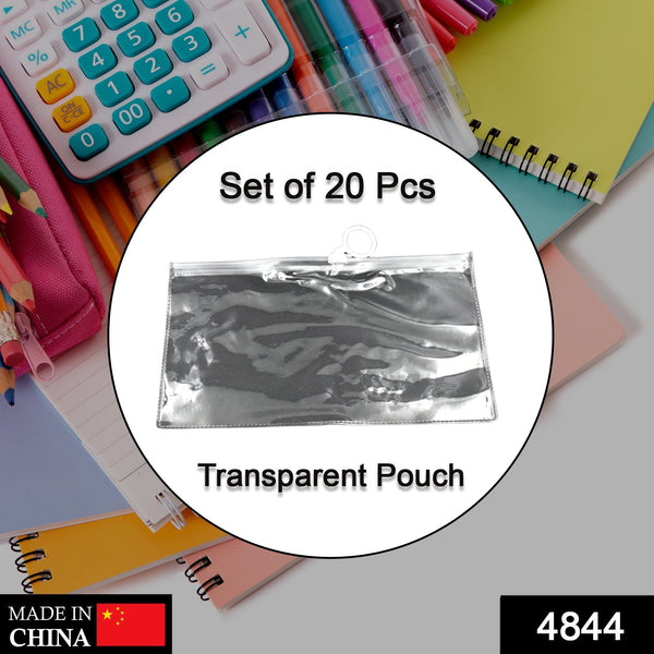 4844 20 pc transparent pouch for carrying stationary stuffs and all by the students