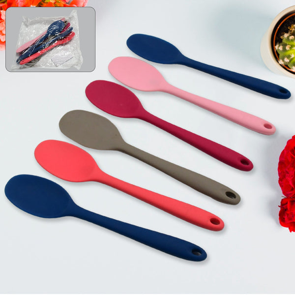 Multipurpose Silicone Spoon, Silicone Basting Spoon Non-Stick Kitchen Utensils Household Gadgets Heat-Resistant Non Stick Spoons Kitchen Cookware Items Forâ Cooking And Baking (6 Pcs Set) - F4mart