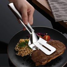 2918 multifunction cooking serving turner frying food tong stainless steel steak clip clamp bbq kitchen tong