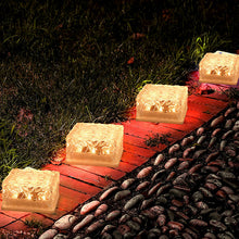 8557Â Solar Ice Cube Shaped Garden Light, Ice Cube Shaped Garden Warm Light Outdoor Solar Garden Decorative Lights for Walkway Pathway Backyard Christmas Decoration Parties