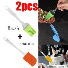 2825 2 in 1 combo of big brush spatula set for pastry cake mixer decorating cooking baking grilling tandoor bakeware combo kitchen tool set