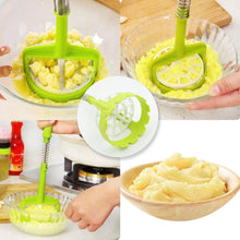 5768 multi functional one handed plastic manual mashed potatoes masher mash sweet potato masher with comfort grip and stainless steel spring design for nonstick pans 1 pc