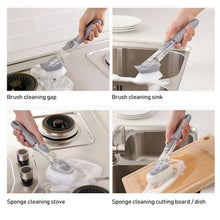 home kitchen cleaning brushes scrubber soap dispenser scrub brush for pans pots and bathtub sink 5 in 1 2 in 1