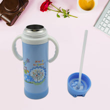 vacuum stainless steel water bottle with carry handle straw fridge water bottle double wall leak proof rust proof cold hot leak proof office bottle gym home kitchen hiking trekking travel bottle 500 ml