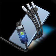 13111 3-in-1 Super Fast Charging Cable 100w, Multifunctional Convenient Super Fast Charging Cable Nylon Braided Cord, 3-in-1 Silicone Zinc Alloy 3 Head Charging Cable