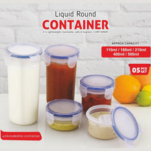 5830 plastic liquid round airtight food storage container with leak proof locking lid bpa free container for kitchen 5 pcs set transparent approx capacity 110 ml 160 ml 210 ml 400 ml 500 ml