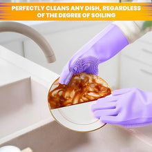 0712 dishwashing gloves with scrubber silicone cleaning reusable scrub gloves for wash dish kitchen bathroom pet grooming wet and dry glove 1 pc left hand gloves