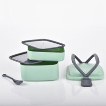 2860 green double layer portable lunch box stackable with carrying handle and spoon lunch box bento lunch box