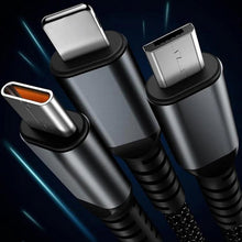 13111 3-in-1 Super Fast Charging Cable 100w, Multifunctional Convenient Super Fast Charging Cable Nylon Braided Cord, 3-in-1 Silicone Zinc Alloy 3 Head Charging Cable