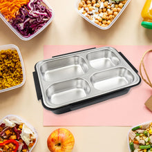 10034 4 Compartment Insulated Lunch Box Stainless Steel |Tiffin Box for Boys, Girls, School & Office Men for Microwave & Dishwasher & Freezer Safe Adult Children Food Container (1 Pc)