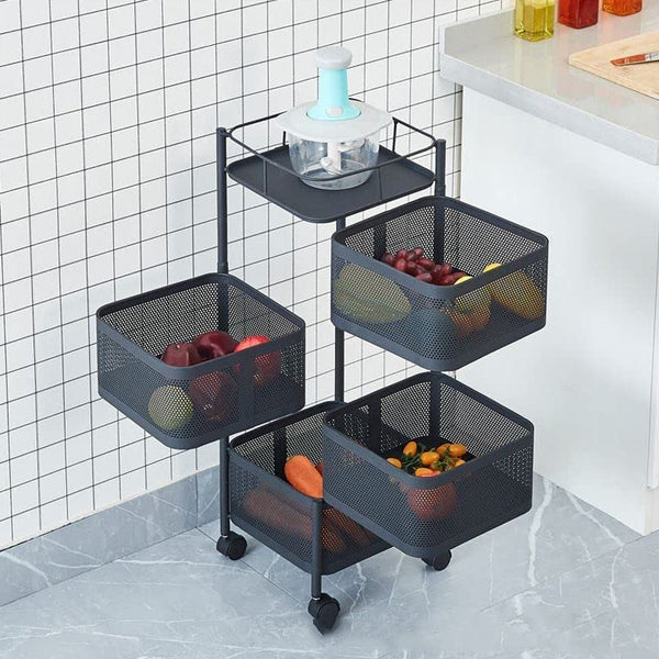 metal high qaulity kitchen trolley kitchen organizer items and kitchen accessories items for kitchen rack square design for fruits vegetable onion storage kitchen trolley with wheels 4 layer 3 layer