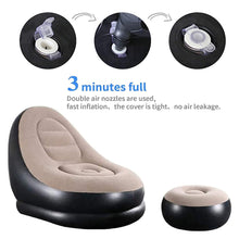 8062 inflatable sofa lounge chair ottoman blow up chaise lounge air sofa indoor flocking leisure couch for home office rest inflated recliners portable deck chair for outdoor travel camping picnic