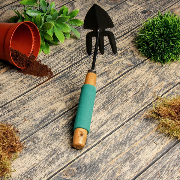 7843 2 in 1 double hand hoe gardening tool with wooden handle