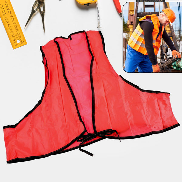 7453 economy safety vest soft vinyl with tie closure for identifying staff and volunteers adult pvc safety vest high visibility for outdoor operator