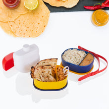 7158 mr chef smart lunch box capsule shape strap on lunch box with water bottle and handle