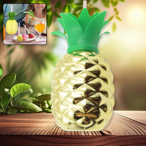 8447 plastic pineapple cups with straw pineapple party favors summer hawaiian and beach party decorations for kids adults with brown box1 pc