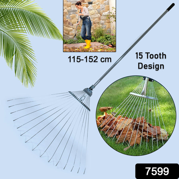 7599-115-152-cm-rake-for-gardening-stainless-steel-telescopic-garden-rake-for-quick-clean-up-of-lawn-and-yard-adjustable-rake-claws-spacing-garden-broom-with-long-handle-for-clean-leaves-moq-2-pc