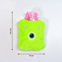 6519 green one eye monster print small hot water bag with cover for pain relief neck shoulder pain and hand feet warmer menstrual cramps