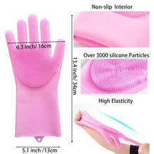 0712 dishwashing gloves with scrubber silicone cleaning reusable scrub gloves for wash dish kitchen bathroom pet grooming wet and dry glove 1 pc left hand gloves