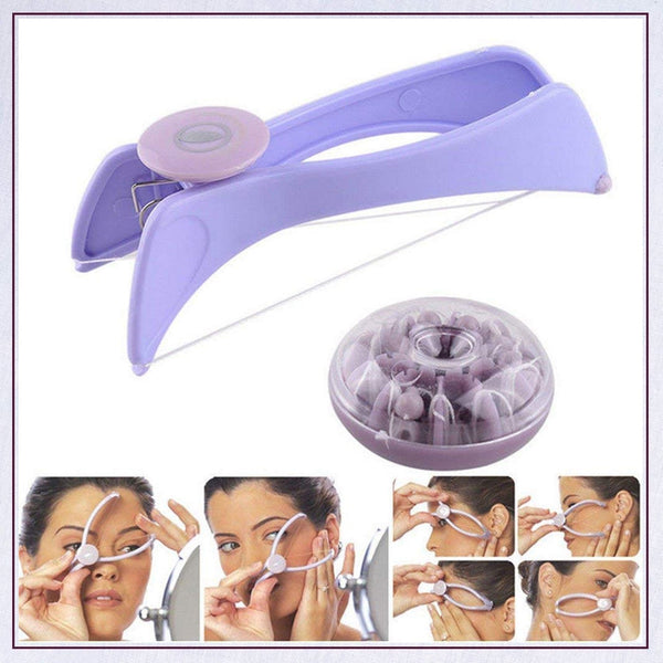 1419 slique painless eyebrow upper lips face and body hair removal threading manual tweezer machine shaver system kit