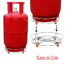 3018 Stainless Steel Gas Cylinder Trolley with Wheels LPG Cylinder Roller Stand Movable Trolley Amd-