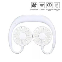 0875 portable usb battery rechargeable mini fan headphone design wearable neckband fan