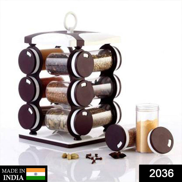 2036 spice jar set food grade plastic 12pcs spice jar brown box
