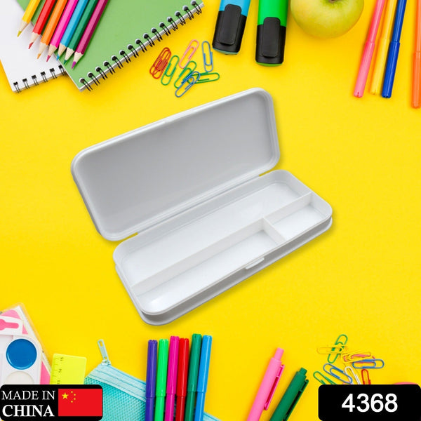 4368 multipurpose compass box pencil box with 3 compartments for school white color pencil case for kids birthday gift for girls boys