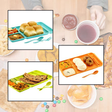 2037 4compartment dish with spoon and fork2 dish set with 1spoon and 1fork dinner plate plastic compartment plate pav bhaji plate 4 compartments divided plastic food plate