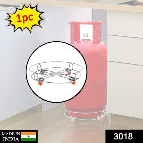 3018 Stainless Steel Gas Cylinder Trolley with Wheels LPG Cylinder Roller Stand Movable Trolley Amd-