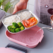 2041 pink lunch box for kids and adults stainless steel lunch box with 3 compartments with spoon slot
