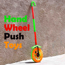 4435 plastic single wheel push run toy with handle and two lights on wheel push toy for kids