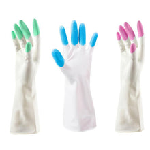 4934 reusable rubber latex pvc flock lined elbow length hand gloves cleaning gloves 1