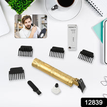 12839 plastic body hair trimmer for men hairstyle trimmer professional hair clipper electric shaving machine dry shaving for men hair shaving and trimming beard with 4 adjustable blade clipper oil cleaning brusha