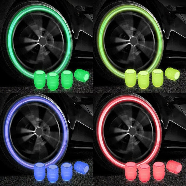 0547 tyre valve caps luminous glow car tire air stem valve cap covers vaal cap 4 pcs mix colour