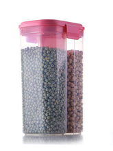 2147 Plastic 2 Sections Air Tight Transparent Food Grain Cereal Storage Container (2 ltr) 