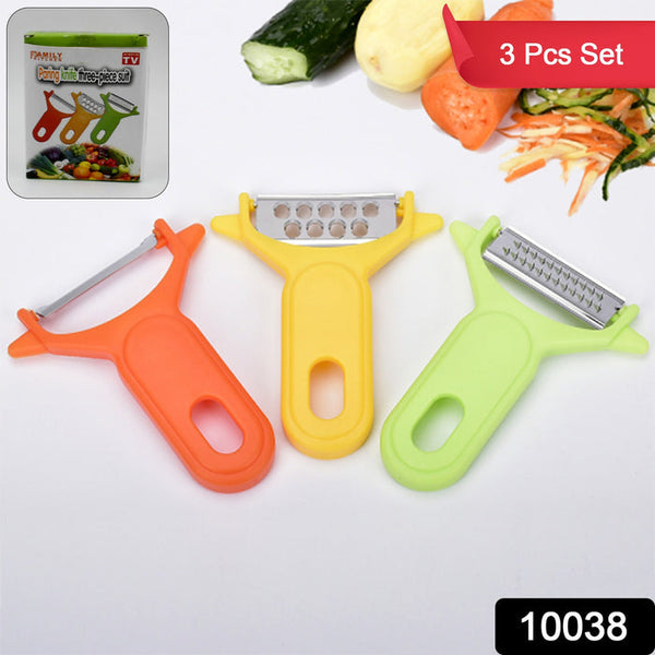 10038 Peeler Slicers Shredders for Fruits and Vegetables, Cutter, Grater Kitchen Helper, Potato Fruits Peeler, Stainless Steel Sharp Blade with Non-Slip HandleÂ (3 Pcs Set)