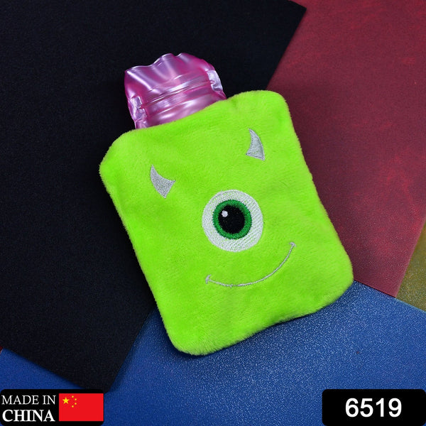 6519 green one eye monster print small hot water bag with cover for pain relief neck shoulder pain and hand feet warmer menstrual cramps