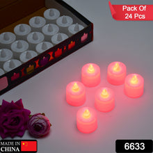 6633 red flameless led tealights smokeless plastic decorative candles led tea light candle for home decoration pack of 24