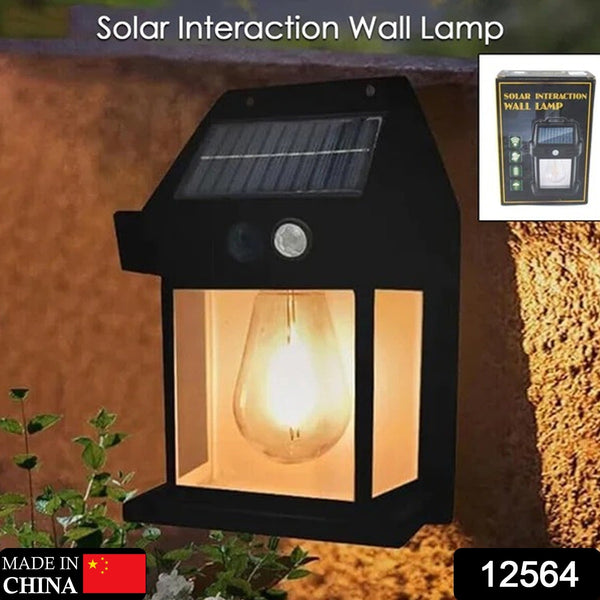 12564 solar wall lights lamp outdoor wireless dusk to dawn porch lights fixture solar wall lantern with 3 modes motion sensor waterproof exterior lighting with clear panel 1 pc