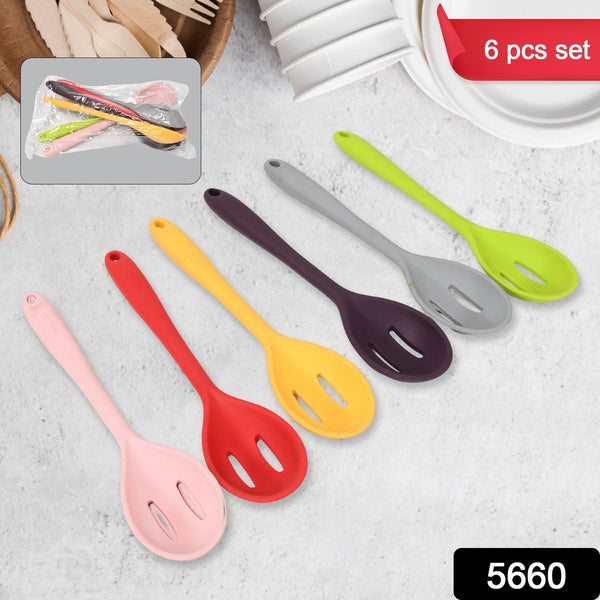 multipurpose silicone spoon silicone basting spoon non stick kitchen utensils household gadgets heat resistant non stick spoons kitchen cookware items for cooking and baking 6 pcs set 1