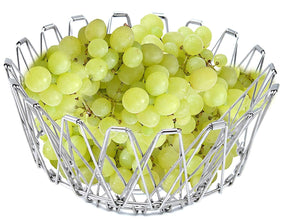 3040 Multipurpose Fruit Basket Stainless Steel Wire Bowl Foldable Basket for Vegetable / Fruits / Dining 