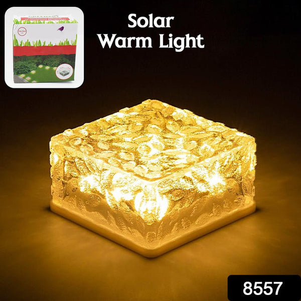 8557Â Solar Ice Cube Shaped Garden Light, Ice Cube Shaped Garden Warm Light Outdoor Solar Garden Decorative Lights for Walkway Pathway Backyard Christmas Decoration Parties